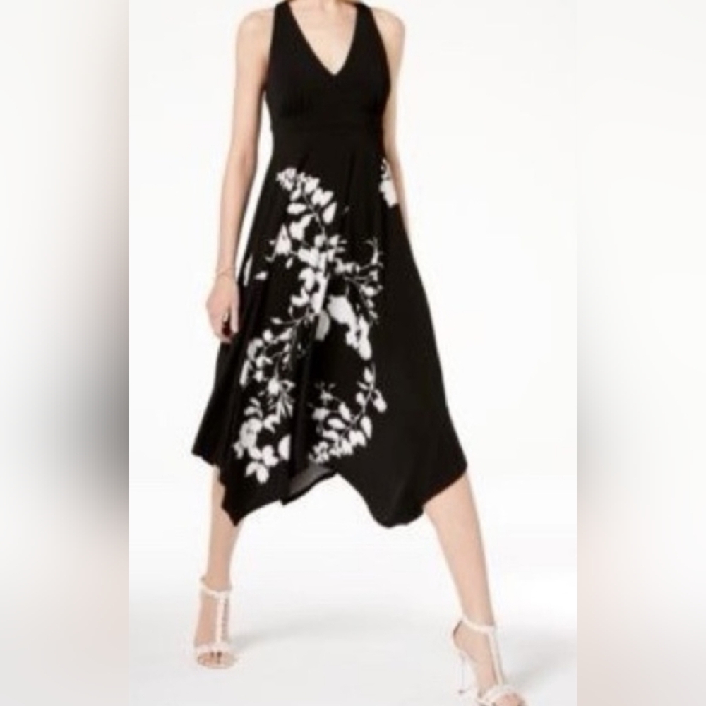INC International Concepts Black and White Sleeveless Asymmetrical Dress